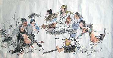 Chinese the Eight Immortals Painting,68cm x 136cm,3011003-x