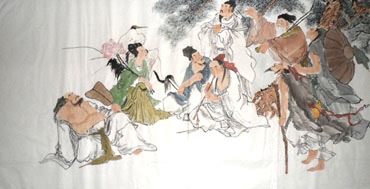 Chinese the Eight Immortals Painting,69cm x 138cm,3348015-x
