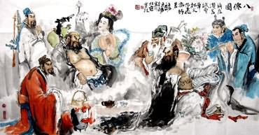 Chinese the Eight Immortals Painting,97cm x 180cm,3447001-x