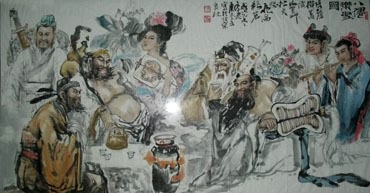Chinese the Eight Immortals Painting,97cm x 180cm,3447136-x