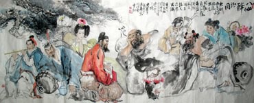 Chinese the Eight Immortals Painting,97cm x 180cm,3447137-x