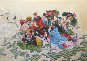 Chinese the Eight Immortals Painting,70cm x 100cm,3506017-x