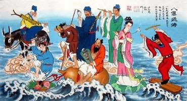 Chinese the Eight Immortals Painting,50cm x 100cm,3519030-x
