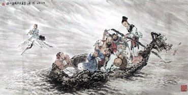 Chinese the Eight Immortals Painting,69cm x 138cm,3535012-x