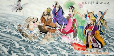 Chinese the Eight Immortals Painting,60cm x 120cm,3537033-x