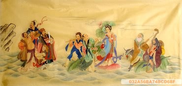 Chinese the Eight Immortals Painting,66cm x 136cm,3537036-x