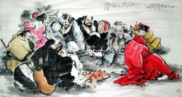 Chinese the Eight Immortals Painting,97cm x 180cm,3546024-x