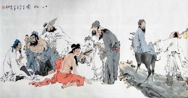 Chinese the Eight Immortals Painting,69cm x 138cm,3793002-x