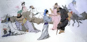 Chinese the Eight Immortals Painting,88cm x 180cm,3793003-x