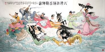 Chinese the Eight Immortals Painting,115cm x 240cm,3793004-x