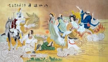 Chinese the Eight Immortals Painting,96cm x 160cm,3794001-x