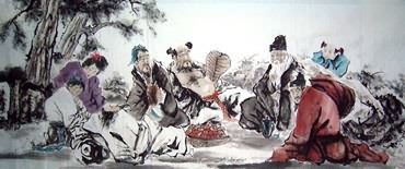 Chinese the Eight Immortals Painting,96cm x 240cm,3795002-x