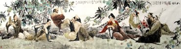 Chinese the Eight Immortals Painting,97cm x 358cm,3796001-x