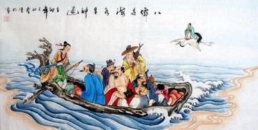 Chinese the Eight Immortals Painting,50cm x 100cm,3797002-x