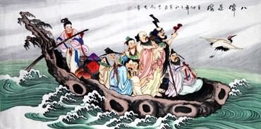 Chinese the Eight Immortals Painting,66cm x 136cm,3797003-x