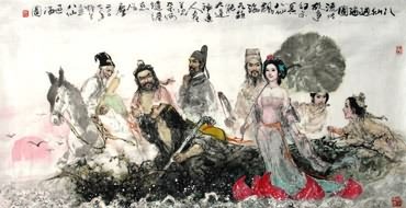 Chinese the Eight Immortals Painting,69cm x 138cm,3798001-x