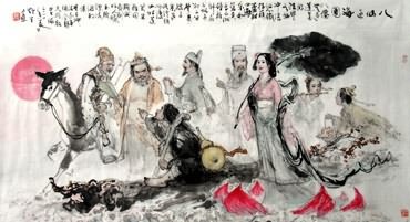 Chinese the Eight Immortals Painting,97cm x 180cm,3798002-x