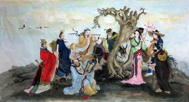 Chinese the Eight Immortals Painting,90cm x 170cm,3807014-x