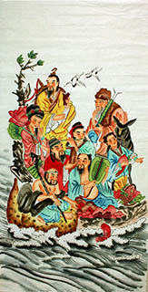 Chinese the Eight Immortals Painting,68cm x 136cm,cyq31129001-x