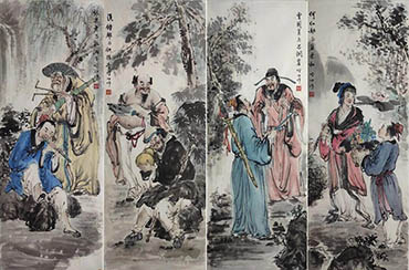 Chinese the Eight Immortals Painting,38cm x 76cm,lx31125001-x