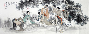 Chinese the Eight Immortals Painting,70cm x 180cm,wxf31131001-x