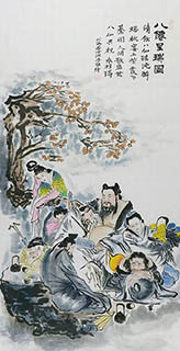 Chinese the Eight Immortals Painting,65cm x 134cm,xhjs31118002-x