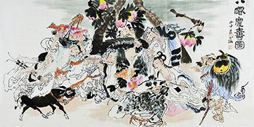 Chinese the Eight Immortals Painting,67cm x 134cm,xhjs31118003-x