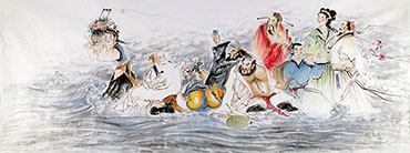Chinese the Eight Immortals Painting,70cm x 180cm,yy31126002-x