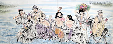 Chinese the Eight Immortals Painting,70cm x 180cm,yy31126003-x