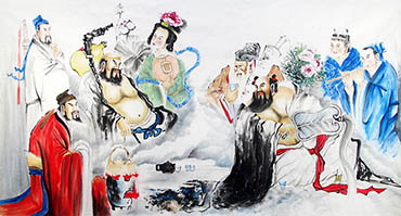 Chinese the Eight Immortals Painting,96cm x 180cm,yy31126004-x