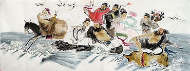 Chinese the Eight Immortals Painting,70cm x 180cm,yy31126005-x