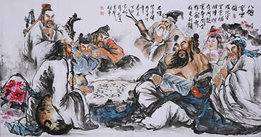 Chinese the Eight Immortals Painting,96cm x 180cm,yy31126007-x