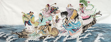 Chinese the Eight Immortals Painting,70cm x 180cm,yy31126008-x