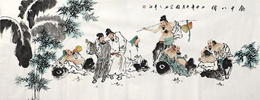 Chinese the Eight Immortals Painting,70cm x 180cm,yy31126009-x