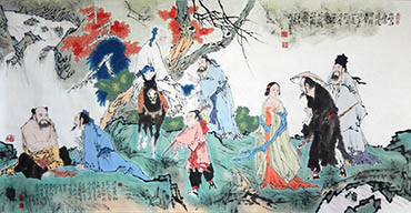 Chinese the Eight Immortals Painting,69cm x 138cm,zjy31127001-x