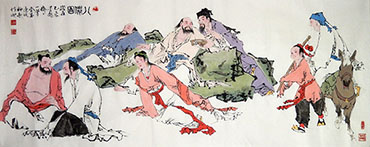 Chinese the Eight Immortals Painting,70cm x 180cm,zjy31127003-x