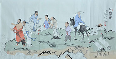 Chinese the Eight Immortals Painting,68cm x 136cm,zjy31127005-x