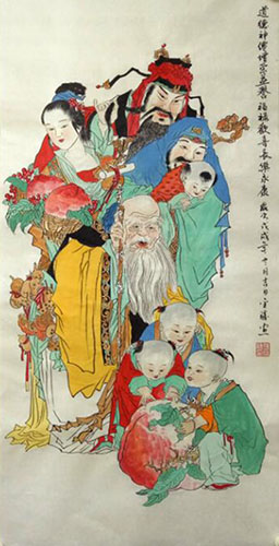 The Five Gods of Fortune,68cm x 136cm(27〃 x 54〃),2747004-z