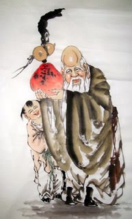 Chinese The Five Gods of Fortune Painting,55cm x 90cm,3535013-x