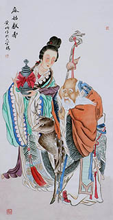 Chinese The Five Gods of Fortune Painting,68cm x 136cm,3545006-x