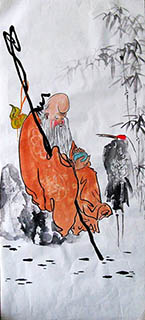 Chinese The Five Gods of Fortune Painting,30cm x 70cm,3751005-x