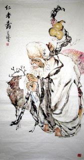 Chinese The Five Gods of Fortune Painting,69cm x 138cm,3782006-x
