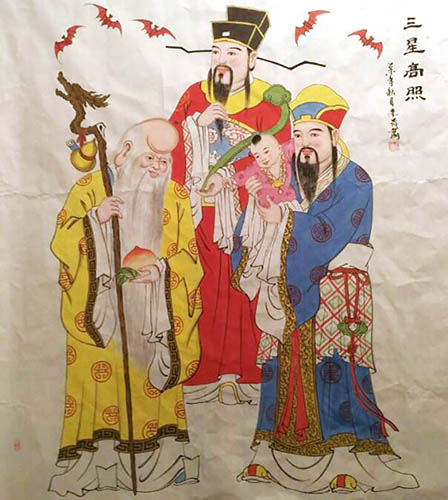 The Five Gods of Fortune,96cm x 180cm(38〃 x 71〃),ds31165017-z