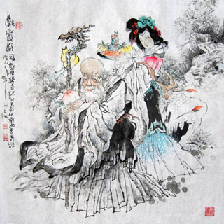 Chinese the Three Gods of Fu Lu Shou Painting,66cm x 66cm,31094026-x