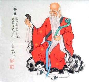 Chinese the Three Gods of Fu Lu Shou Painting,50cm x 50cm,3519001-x