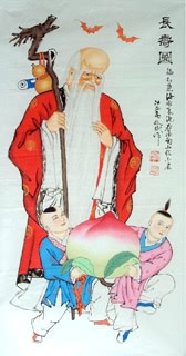 Chinese the Three Gods of Fu Lu Shou Painting,50cm x 100cm,3519004-x