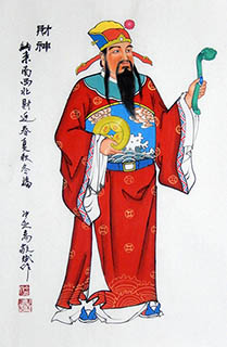 Chinese the Three Gods of Fu Lu Shou Painting,44cm x 68cm,3519086-x