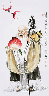 Chinese the Three Gods of Fu Lu Shou Painting,68cm x 136cm,3545002-x