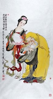 Chinese the Three Gods of Fu Lu Shou Painting,69cm x 46cm,3776011-x