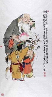 Chinese the Three Gods of Fu Lu Shou Painting,69cm x 46cm,3776013-x